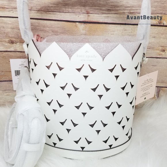 CRossbody Kate Spade Small Bucket heart Optic White Dorit - Picture 3 of 15